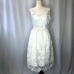 Geode ivory lace cocktail dress buttons POCKETS xs